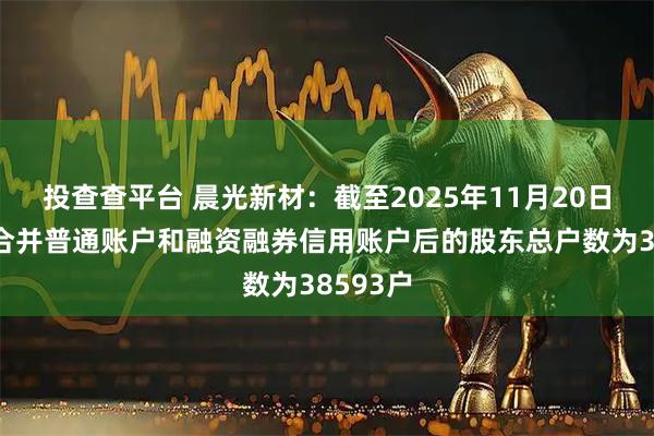 投查查平台 晨光新材：截至2025年11月20日，公司合并普通账户和融资融券信用账户后的股东总户数为38593户